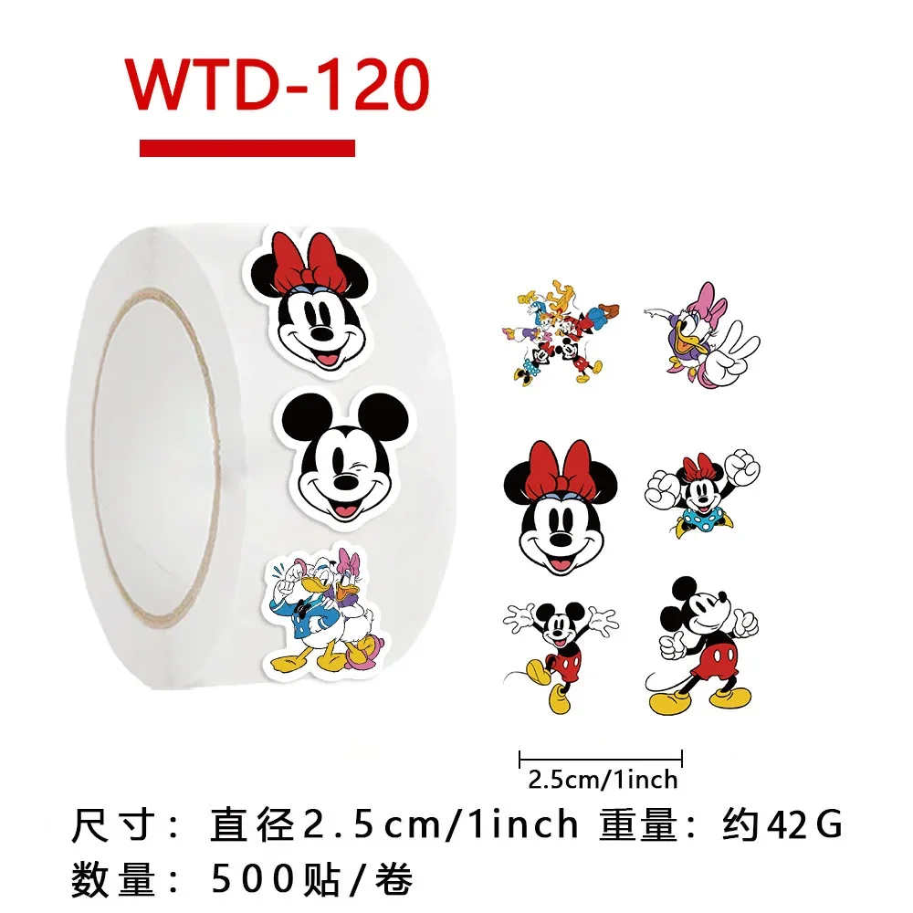 500pcs/Roll Mickey Mouse and Donald Duck Stickers DIY Skateboard Laptop Guitar Phone Car Seal Label Decals Decoration Stickers