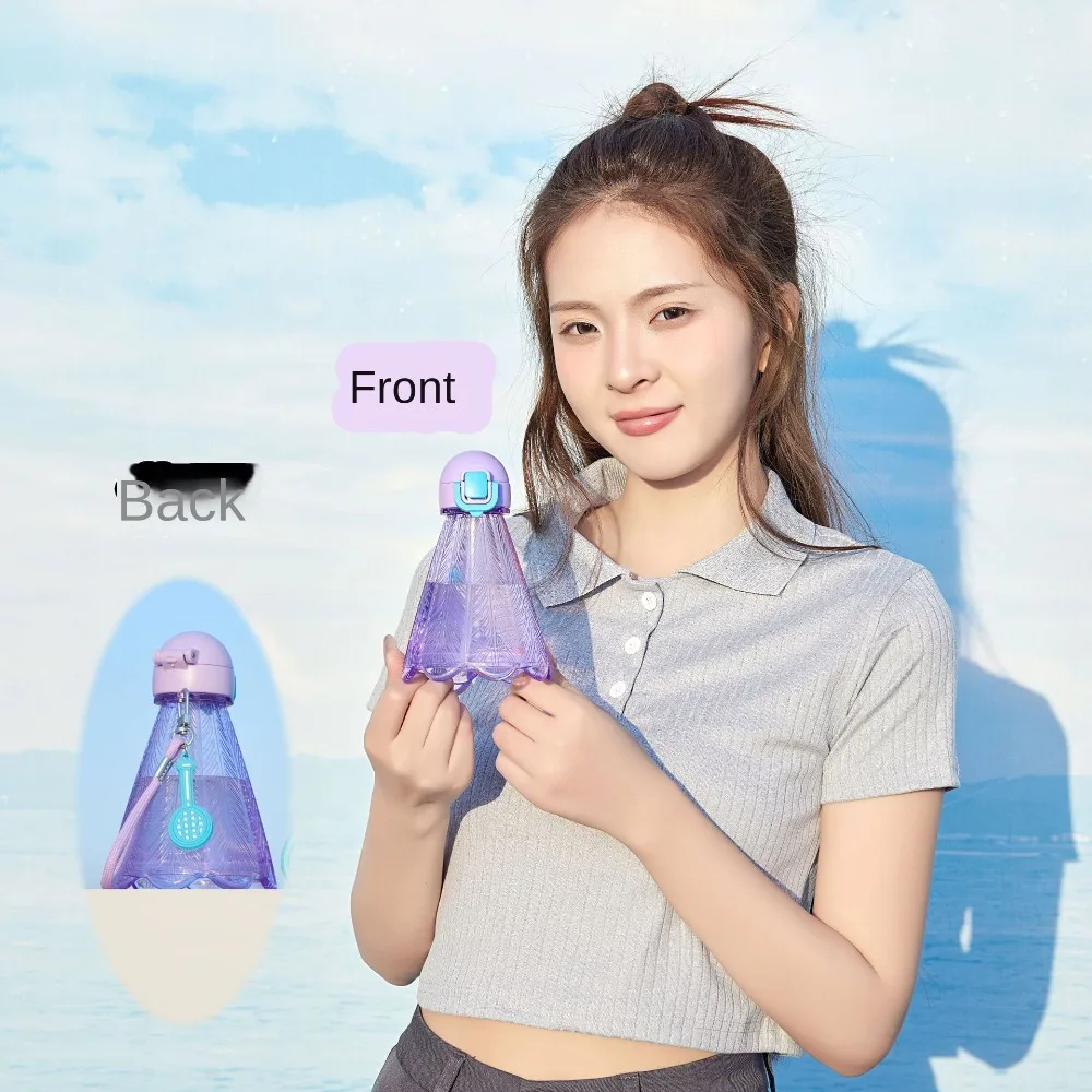 With Straw And Rope Badminton Water Bottle Badminton-Shaped Design Leakproof Transparent Plastic Cup Creative 300ml