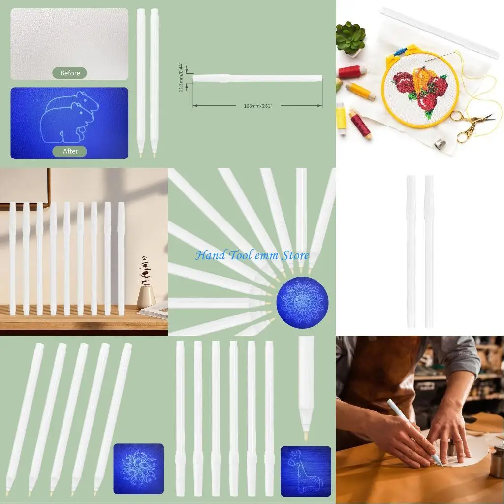

H37F 2 Pcs/Set UV Lamp Pens Invisible Pens Leather Fabric Markers for DIY Crafts