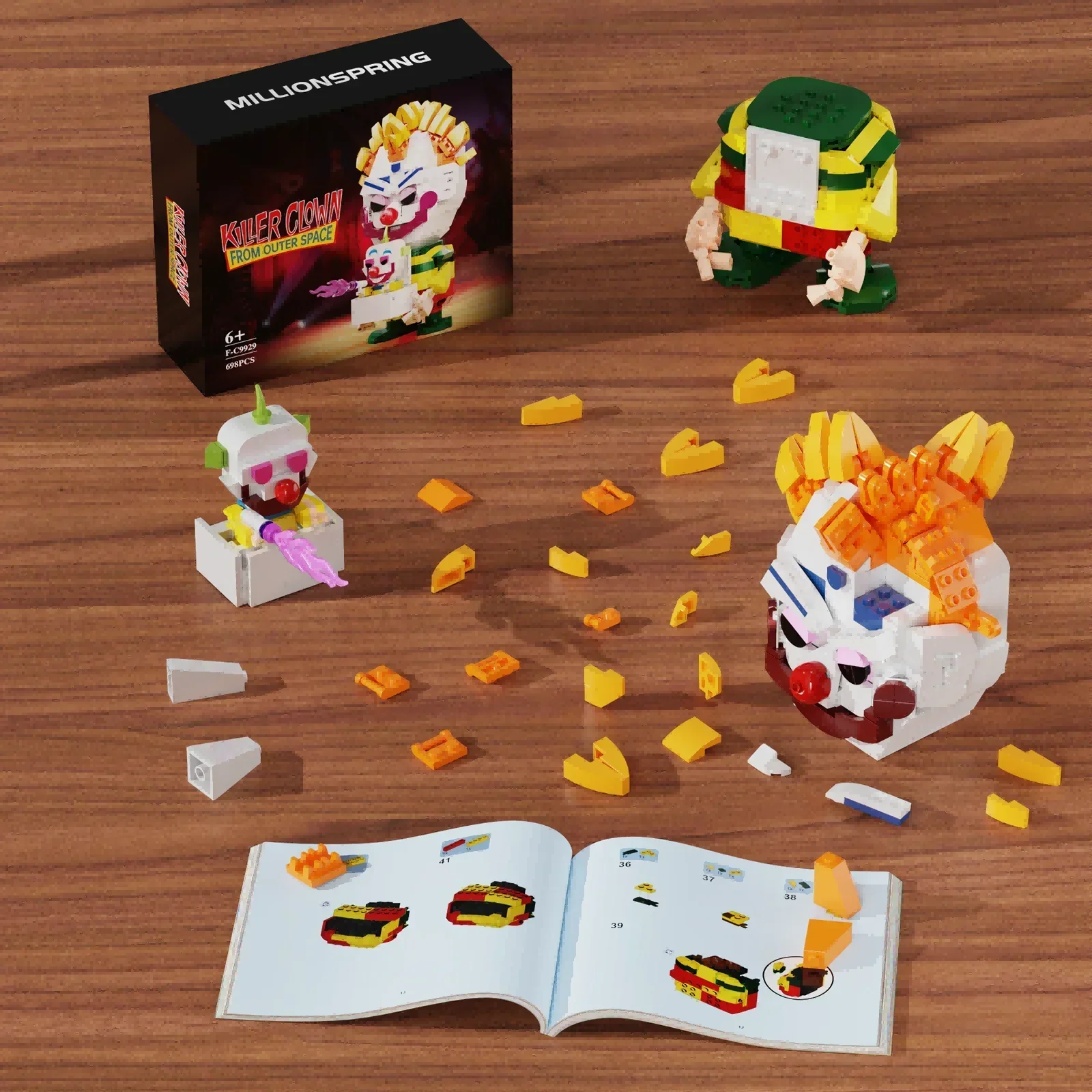 Horror Joker Killer Modell Moc Klown Weltraum Bibbo mit Shorty Baustein Set Spielzeug für Kinder Geburtstag Halloween Geschenk