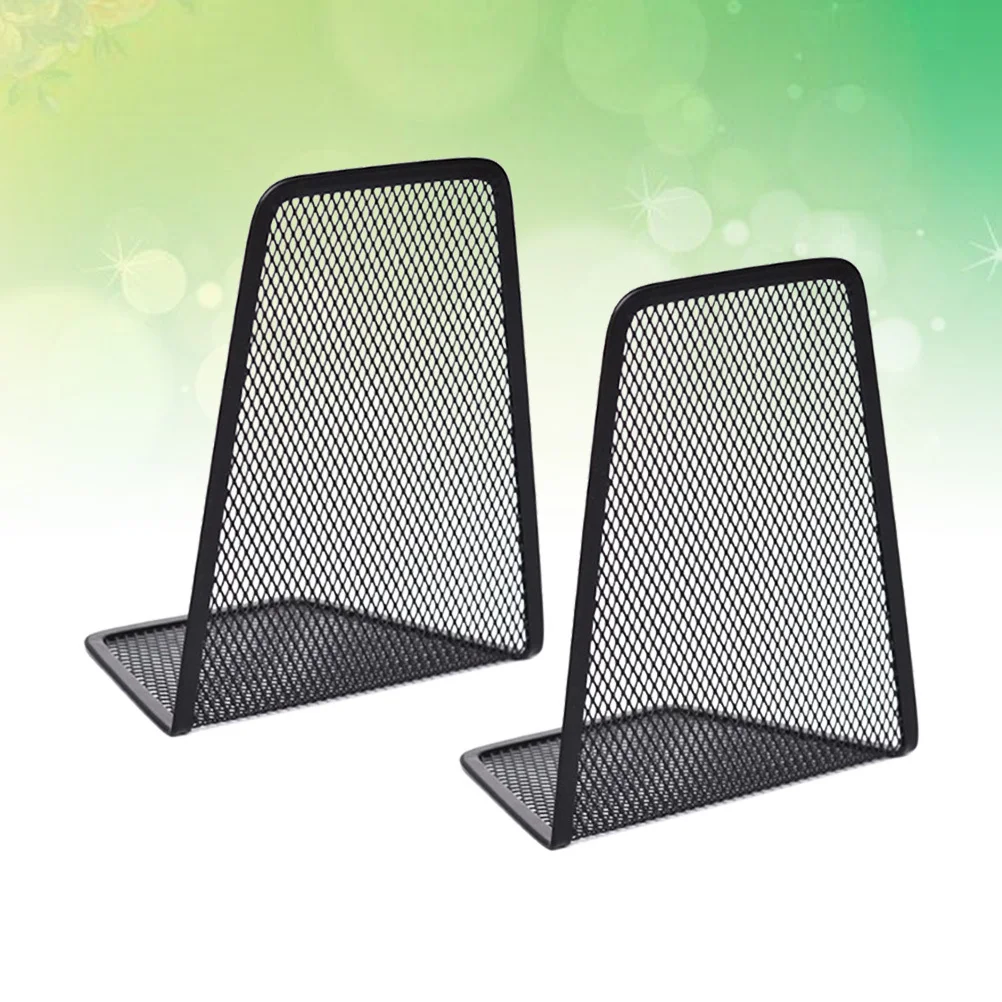 

2Pcs Metal Mesh Bookend Black Premium Round Organizer for Desk Home Office Dorm Space Saving Industrial Style Book Stand Folder