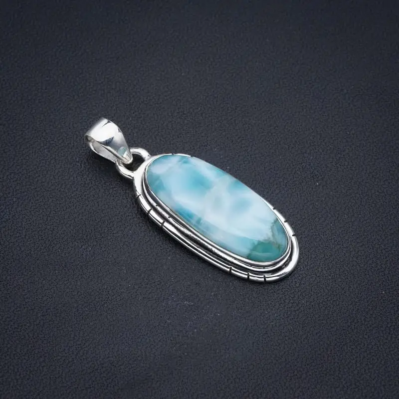 StarGems® Natural Larimar Handmade 925 Sterling Silver Pendant 1.5