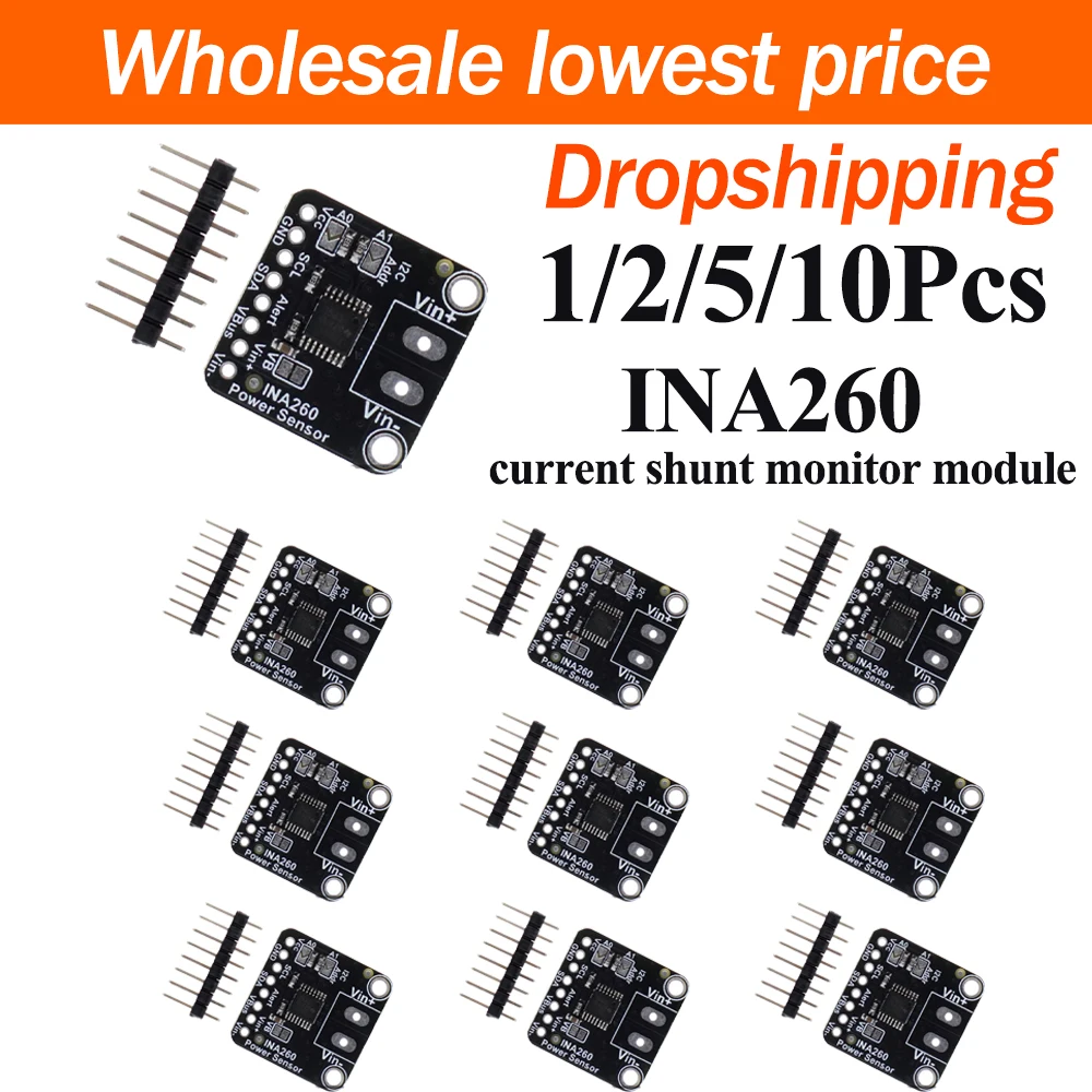 1/2/5/10Pcs INA260 High or Low Side Voltage Current Power Sensor Module High Precision Current Voltage Power Monitoring Board