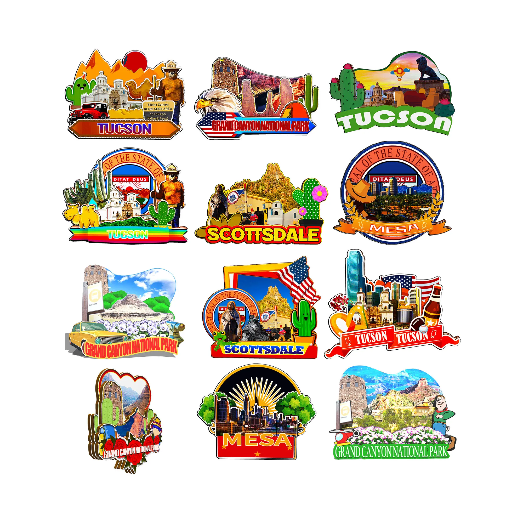 Декоративные магниты для национального парка Grand Canyon Tucson Scottsdale Mesa Arizona City Landmark, дорожные наклейки на холодильник