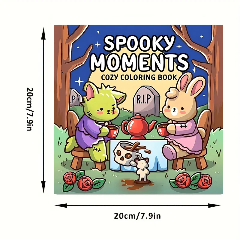 28 Pages Spooky Time Coloring Book for Adult | Colouring Book, Drawing Supplies for Christmas, Thanksgiving