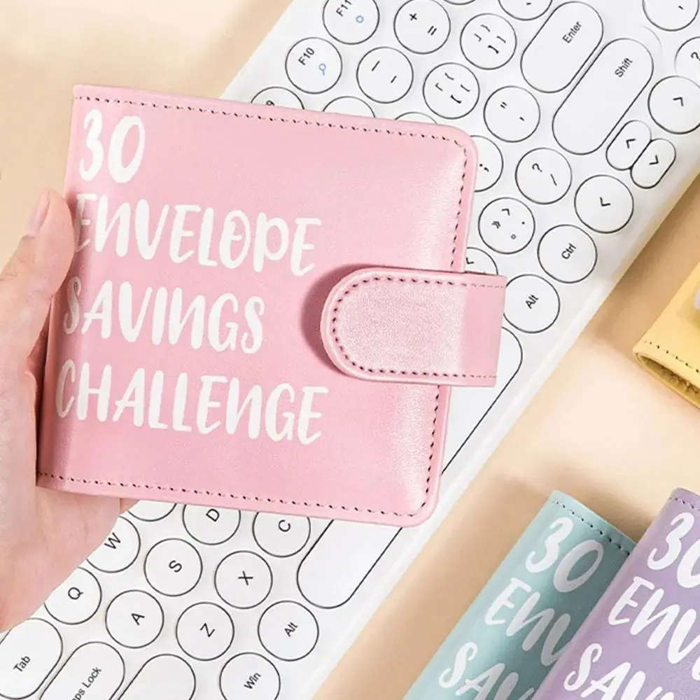 PU Leather Money Saving Challenge Book Large Capacity Waterproof 30 Envelope Challenge Binder Multi Pockets Save Money
