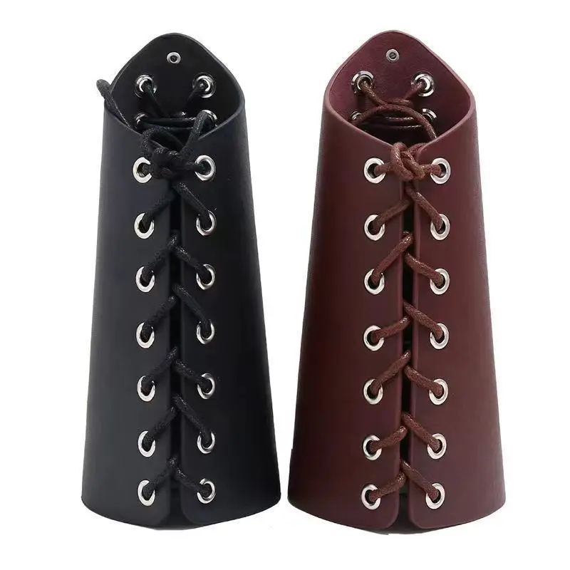 Unisex Leather Bracers Medieval Viking Knight Wrist Guard for Stage Performance Cosplay