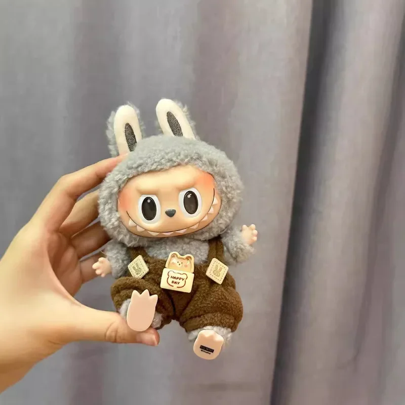 لعبة صغيرة من الفينيل Labubu مقاس 17 سم، صندوق أعمى، ملحق دمية يمكن ارتداؤه للفتيات القطيفة، تمثال قابل للجمع #4