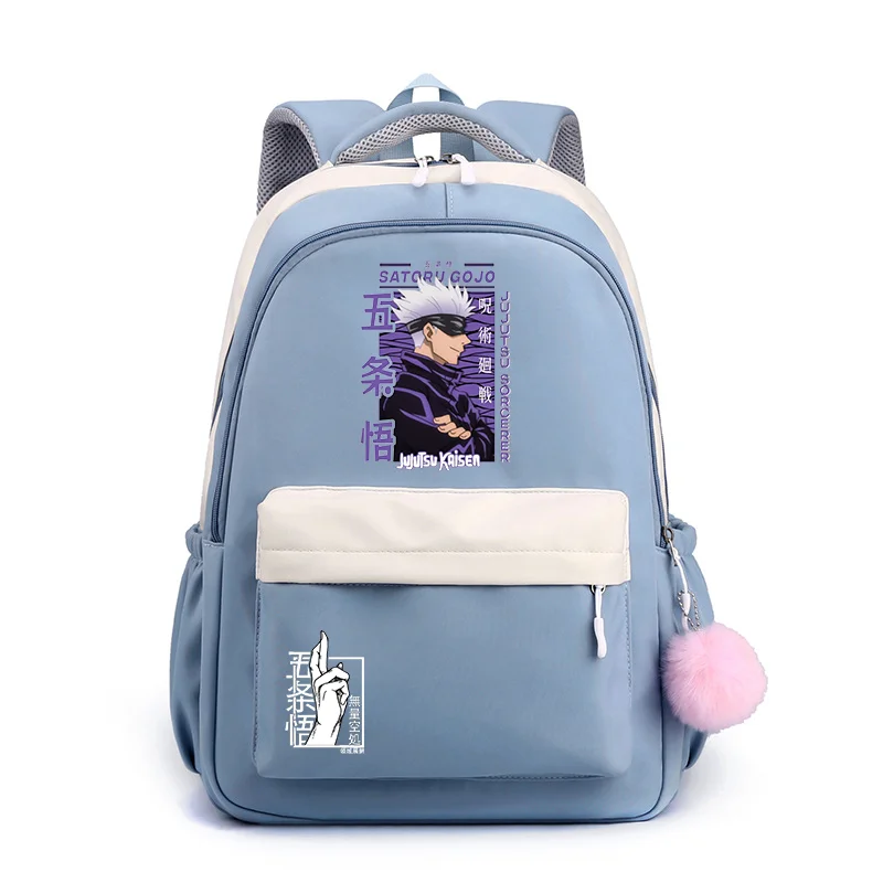 Popular anime satoru gojo padrão mochila nova casual rua anime mochila satoru gojo legal mochila escola saco