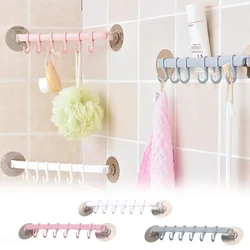 Six Row Punch Free Adhesive Hooks Heavy Duty Wall Coat Rack Shelf Organizer Storage Shelf Wall Rack Kitchen Bathroom Accessories