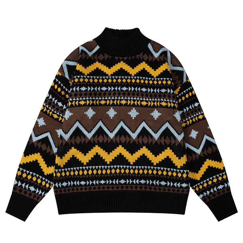 Maglioni lavorati a maglia oversize da uomo autunnali maglioni caldi e accoglienti a righe streetwear Harajuku abbigliamento casual in maglieria dalla vestibilità ampia