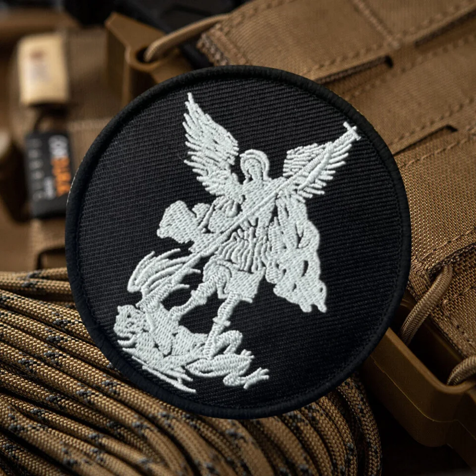 Arcange Michael et Lucifer Chevron Badge Patch tactique broderie crochet et boucle Patch militaire moral brassard sac à dos autocollants