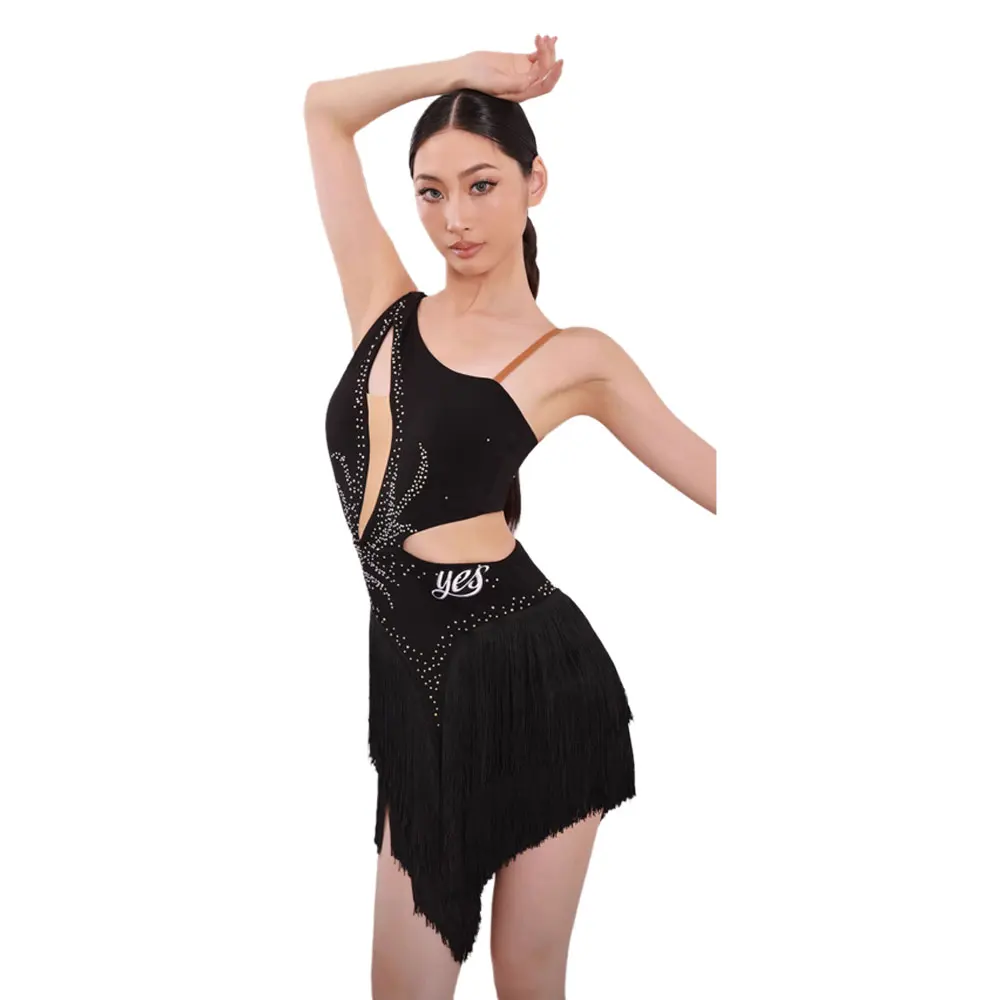 Traje de práctica de baile latino, traje de baile, conjunto de Falda de baile, nuevo traje de baile de gama alta para adultos, vestido con tachuelas de diamante