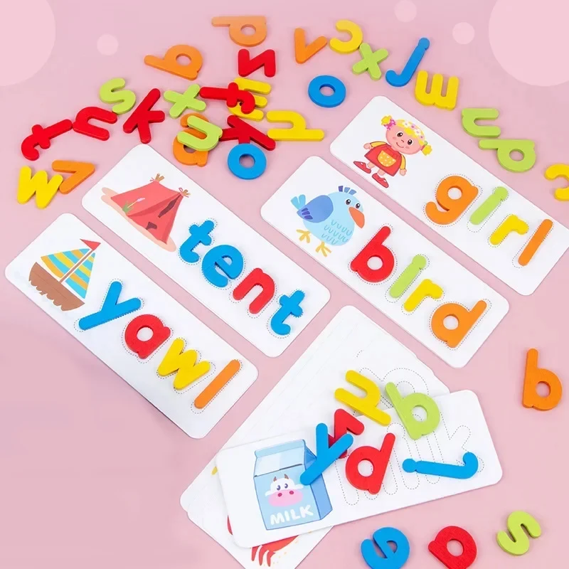 Puzzle in legno per bambini Cartoon Animal See & Spell Learning Toys alfabeto Sight Words & Matching Letter Games gift for Kids toy