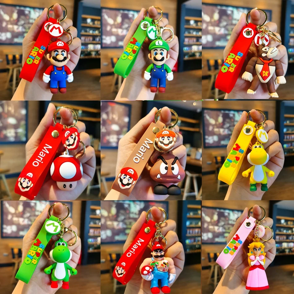 Super Mariod Keychain Mariod Bros Luigi Toad Yoshi Bowser Action Figure Model PVC Cartoon Bag Doll Pendant Toys Gift