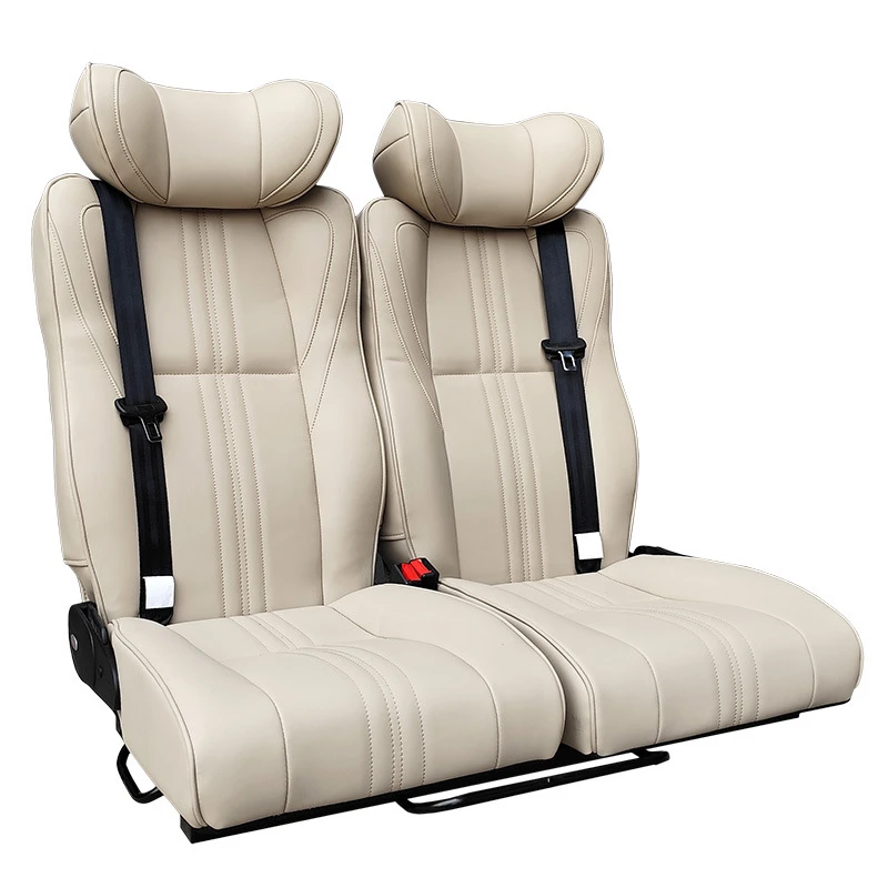 

Suitable for RV Double Seat Passenger Van Business Car Side-Moving Chair Backrest Flattens to Bed Customizable
