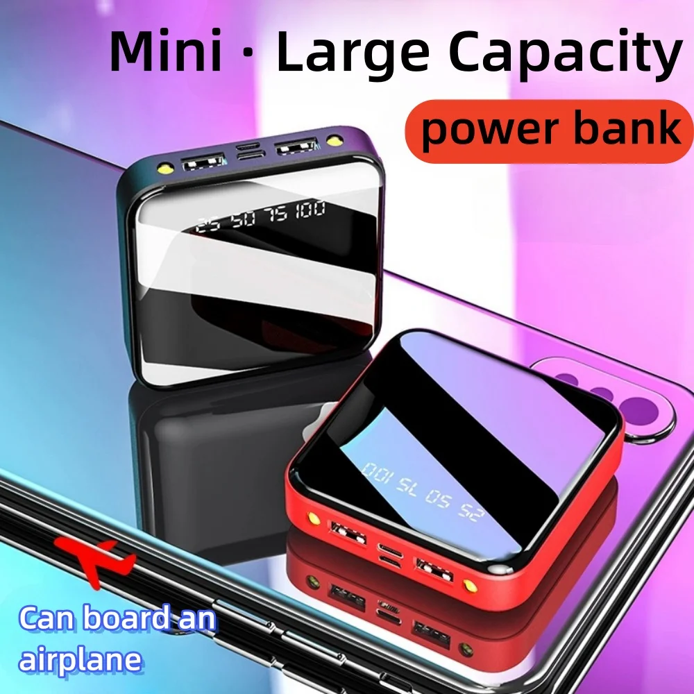 

50000mAh Mini 4-wire power bank with large capacity and built-in cable, super fast charging,compact and portable