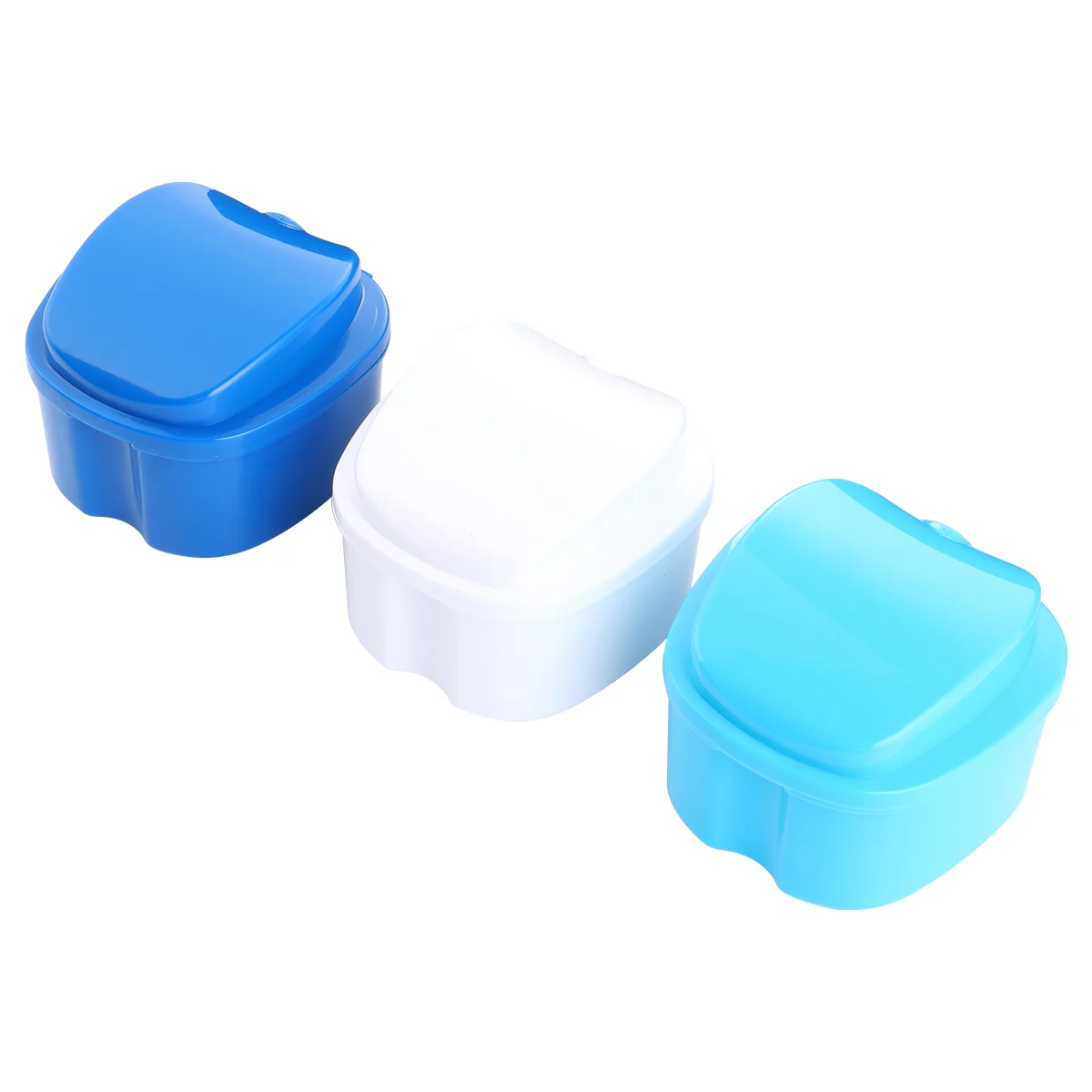 3 Pcs Dentures Container with Basket Holder Box Fake Teeth Plastic Case Storage Travel