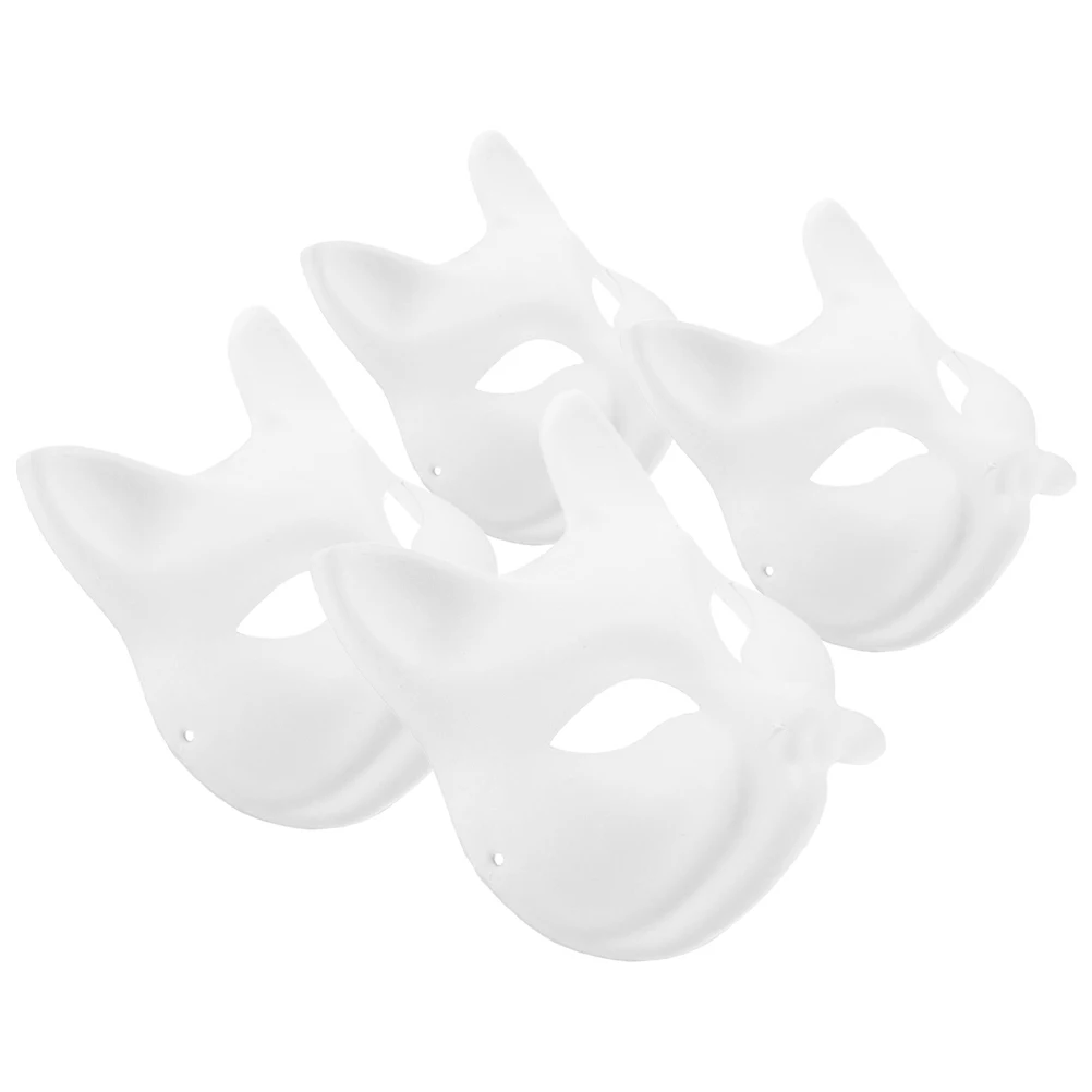 

4 Pcs Blank Mask Craft Masks to Decorate White Diy Paper Kits Masquerade Painting
