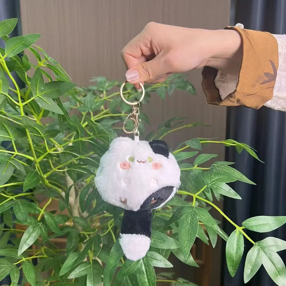 Squeaking Little Cat Long Tailed Cat Plush Keychain Cartoon Cute Cat Soft Tail Plush Keyring 13CM Pendant Stuffed Cat Keyring