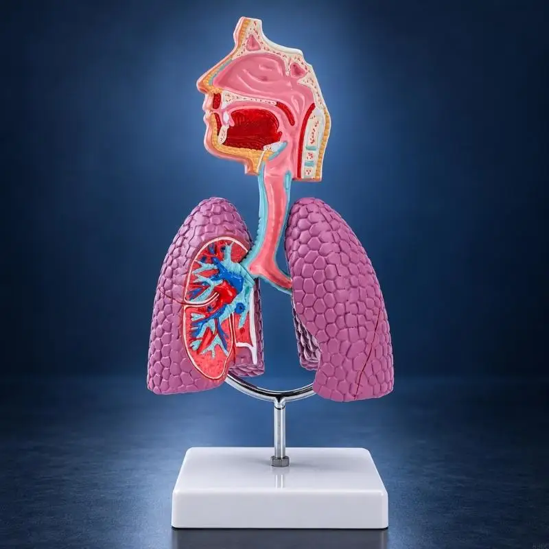 Respiratory System Anatomy Model with Upper Airway, Trachea, and Lungs, Cutaway Views for Classroom Teaching and 896C