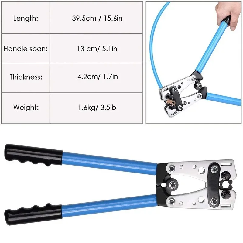 HX-50B Battery cable lug crimping tool wire crimper hand ratchet terminal crimp pliers for 6-50mm2 1-10AWG with SC Terminals