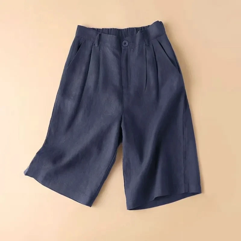 High waisted linen Shorts 2026 Summer Thin Shorts for women Professional Wide leg Suit Pants Female Casual Slimming Hot pants