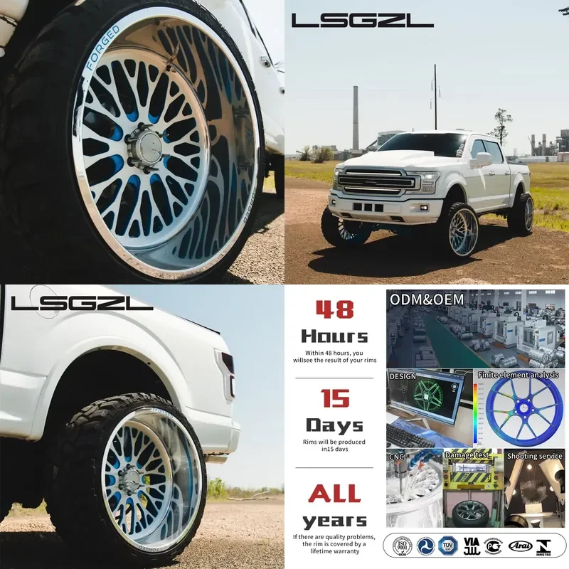 Rueda Forjada i Lsgzl Super Single Personalizada Pulida 24x12 26x14 8x170 8x180 6x139.7 para Chevy Silverado F250 Pickup Camioneta Todoterreno