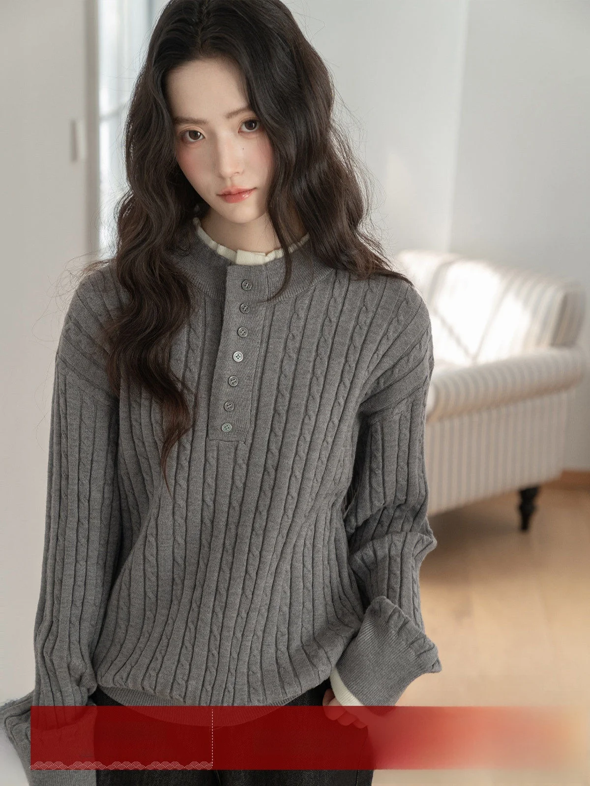 

Женский вязаный свитер MoZao: свободный крой, облегающий, осенне-зимний, новый, комфортный, повседневный...