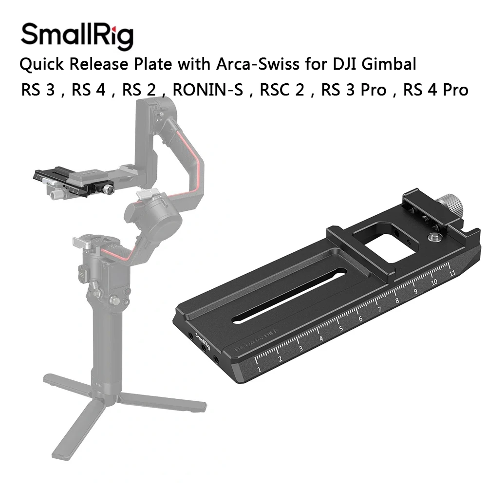 SmallRig Quick Release Plate with Arca-Swiss for DJI RS3 /RS3 Pro/ RS2/RSC2/Ronin-S/RS4 Pro Switch Between Tripods & Gimbal