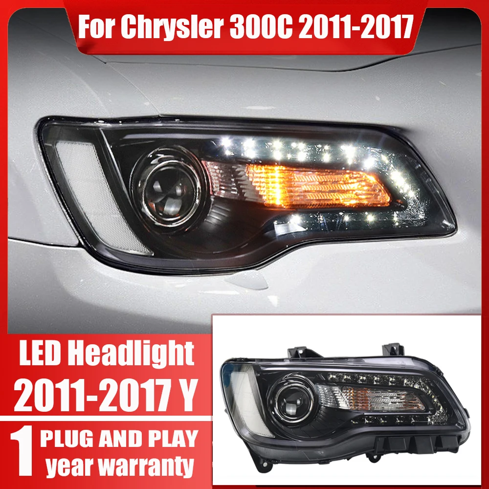 

2 PC LED Headlight For Chrysler 300C Headlights 2011 2012 13-2017 300C Head lamp LED Dual Projector Head Lamp Drl Dynamic Signal