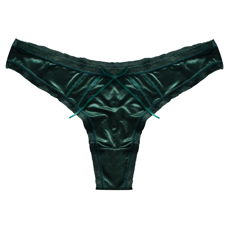 Bannirou Sexy Dames Intimi Ijs Zijde Lage-Taille String Ondergoed Met Strik Slipje Voor Vrouw 1 Stuks