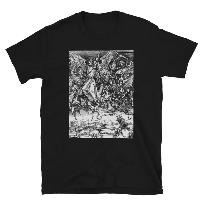 Saint Michael Fights the Dragon Albrecht Durer Angel Demon battle shirt | Dürer, Woodcut, Engraving, Renaissance, Gustave Dore