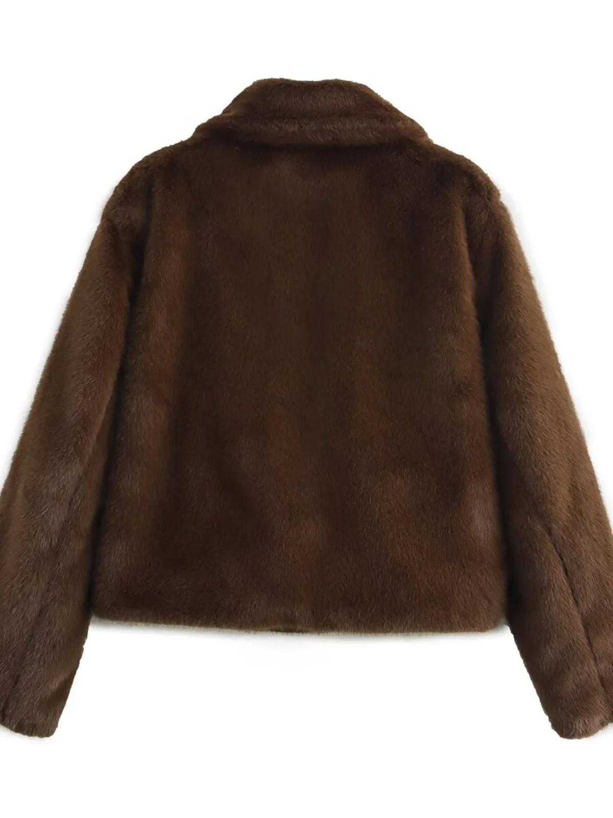 

American Sle ort Winter Coat Women Street Sle Pure Color Brown Collar Thiened Plu Faux Fur
