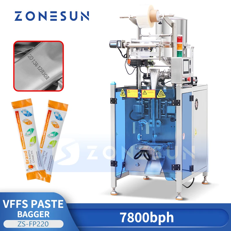 ZONESUN ZS-FP220 VFFS Liquid Bagger Кетчуп Паста Сумки для соуса чили Упаковка Машина для наполнения и запечатывания Сервороторный насос