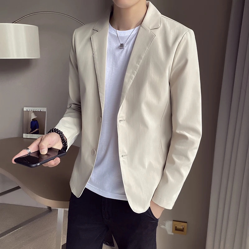 High quality Blazer men's Korean version trend youth fashion high-end simple and elegant business casual gentleman suit jacket