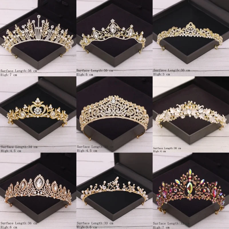 Bridal Crown Golden Wedding Hair Accessories Crystal Rhinestone Bride Wedding Tiaras and Crowns Headpiece Diadema Hair Ornament