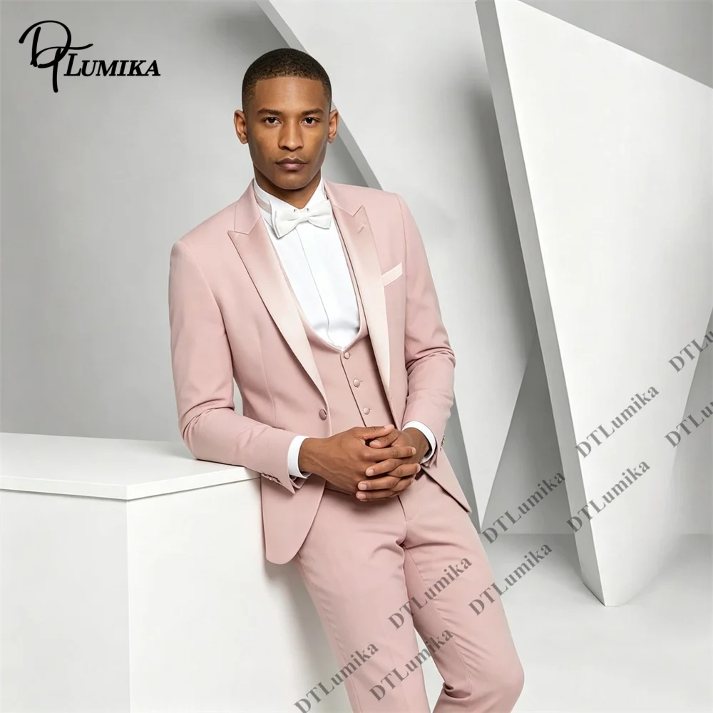 DTLumika 2026 New 3 Piece Suit for Wedding Jacket Vest Pants Customizable Size Color Groom Suits, Blazer Waistcoat Trouser Set