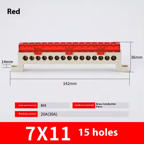 Zero wire terminal 3/4/5/6/7/10-Hole Distribution Box Terminal Block dustproof Ground Copper Bar Bridge type Busbar With cover - Image 33