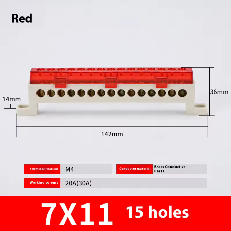 Zero wire terminal 3/4/5/6/7/10-Hole Distribution Box Terminal Block dustproof Ground Copper Bar Bridge type Busbar With cover - Image 33