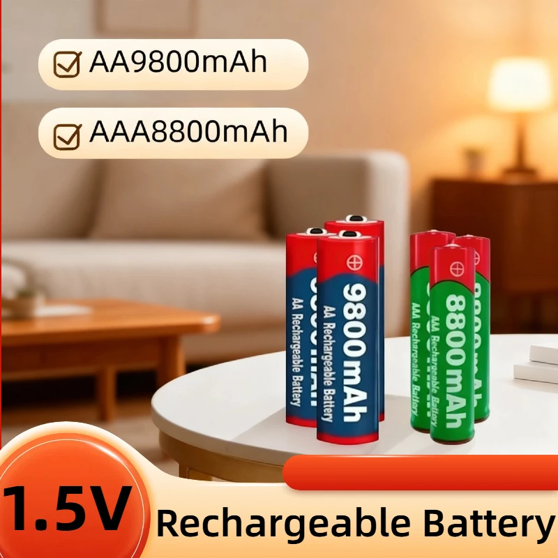 بطاريات عالمية 1.5 فولت AA AAA قابلة لإعادة الشحن مع تفريغ ذاتي منخفض، سعة عالية للألعاب والكاميرات والساعات وماكينات الحلاقة