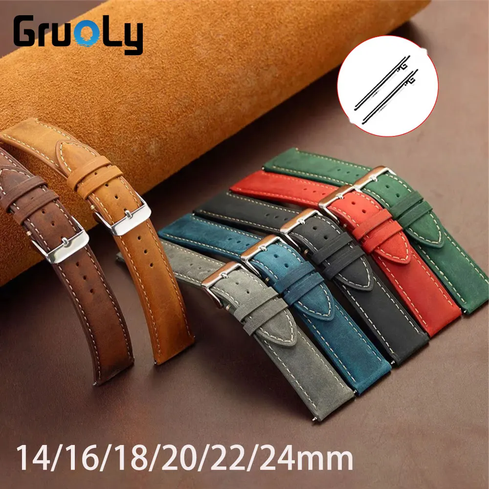 14mm 16mm 18mm 20mm 22mm 24mm cinturino da polso universale a sgancio rapido cinturini in pelle di vitello primo strato per cinturino Samsung Galaxy