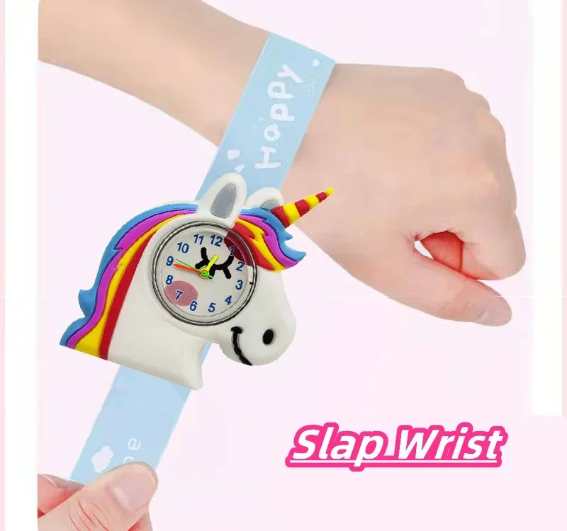 Steel Silicone Strap Girls Kids Watch Cute 3D Cartoon Unicorn Watches Boys Children Quartz Wristwatches Bracelet Clock Gift