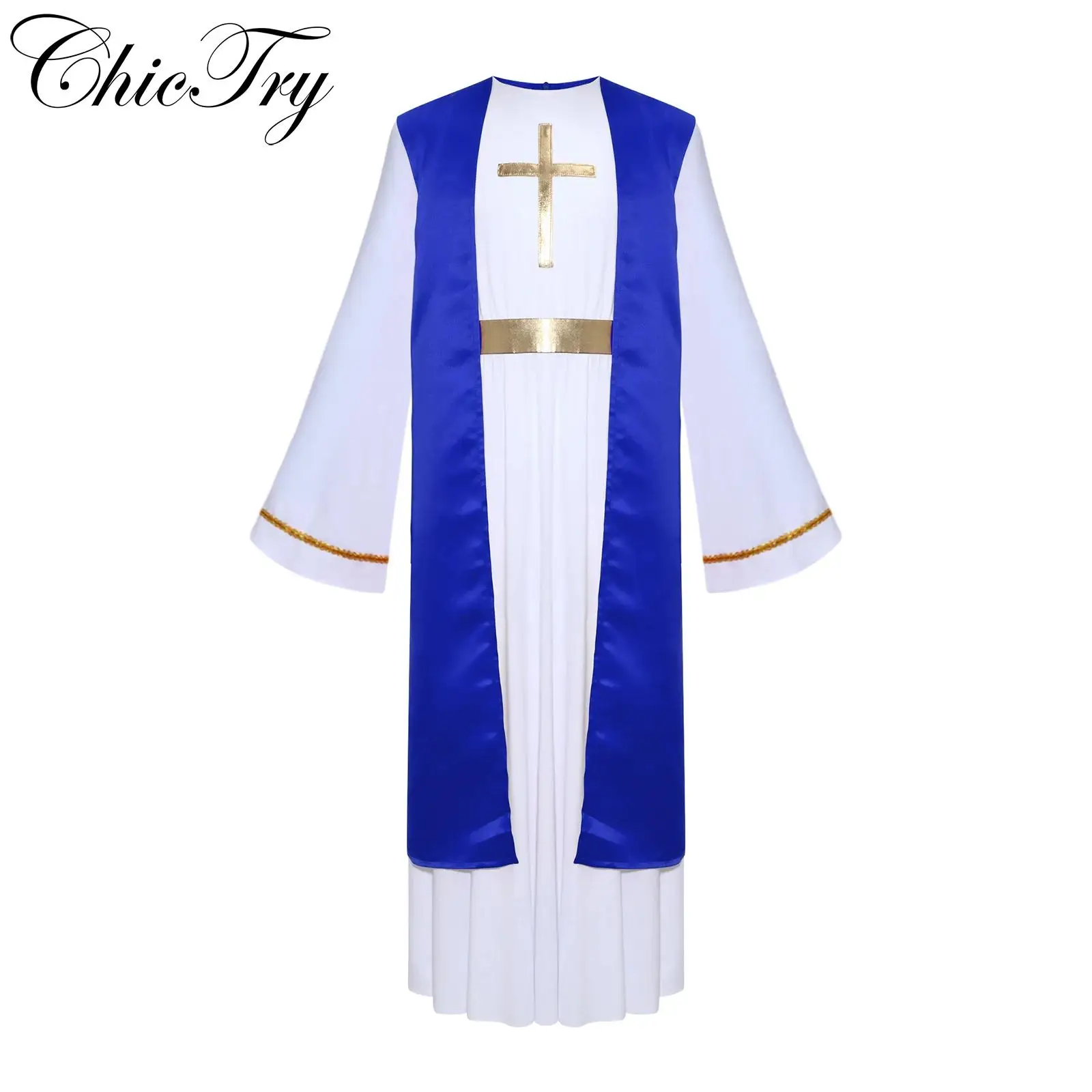 

Kids Boys Girls Jesus Cosplay Costume Christian Priest Dress Color Block Patchwork Chest Cross Halloween Carnival Party Dress Up