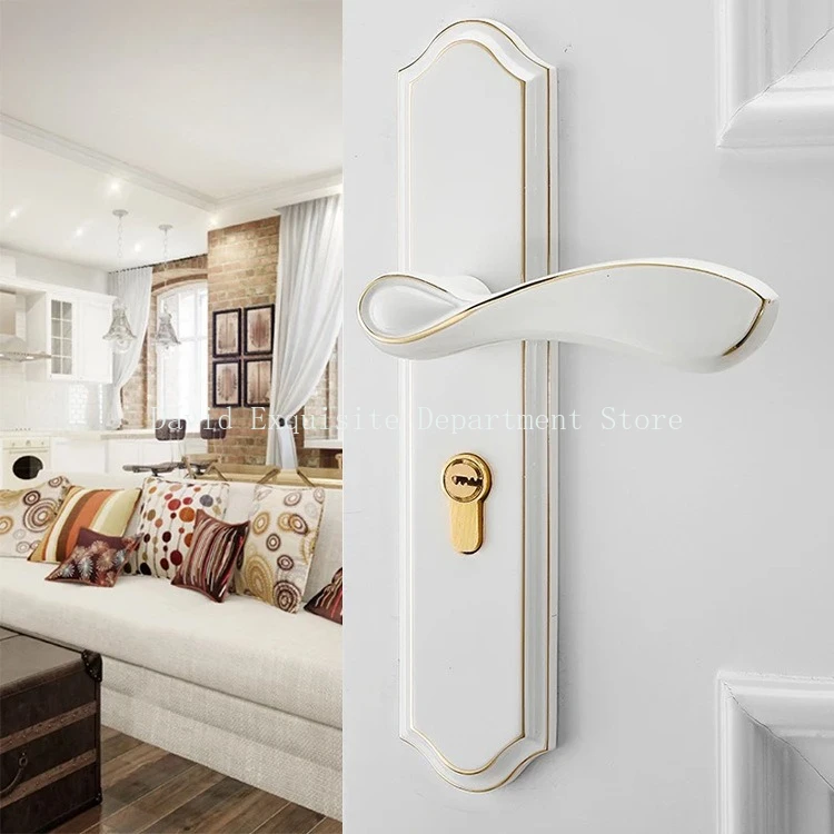 

European Double-sided Handle Lock Aluminum Alloy Quiet Security Door Lock minimalist Wooden Door Hardware Lock with Key