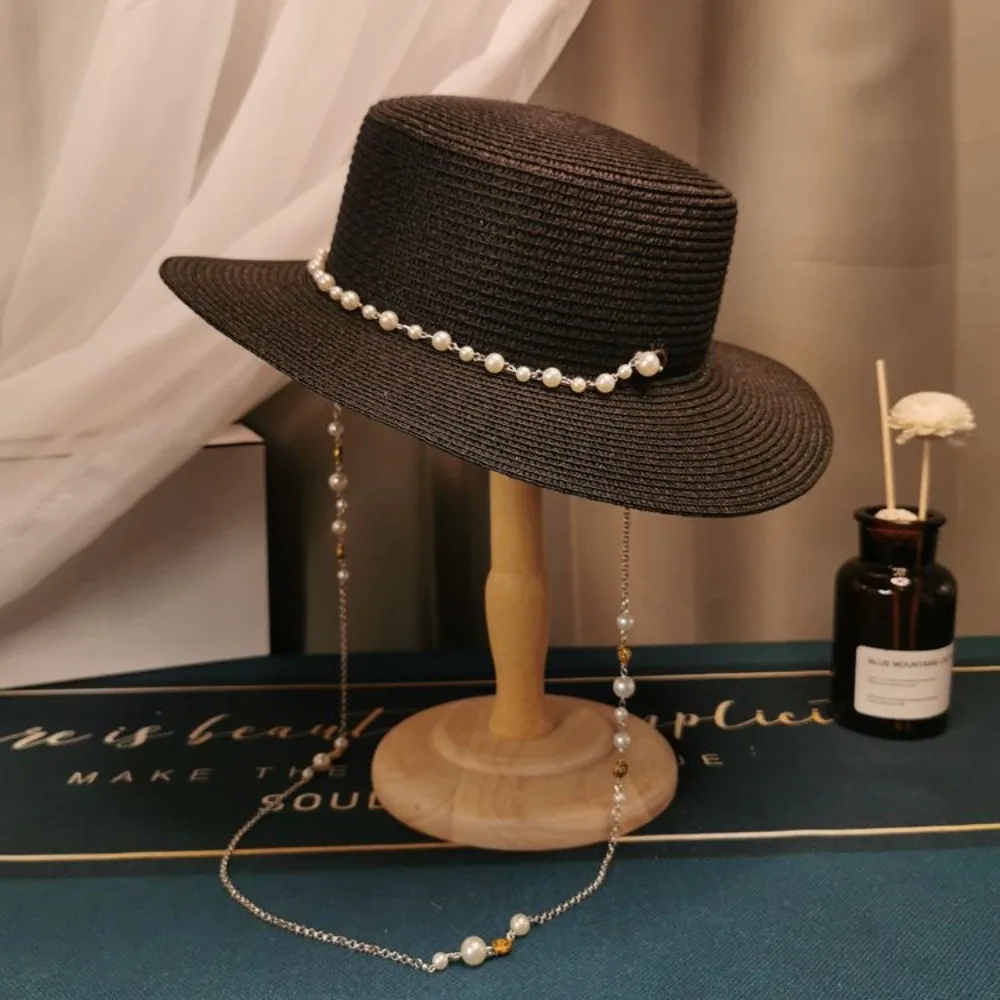 

New with Seashell Beaded Chain Straw Hat Large Brim Foldable Wide Brim Hats UV Protect UPF 50+ Straw Sun Visors Women Girls