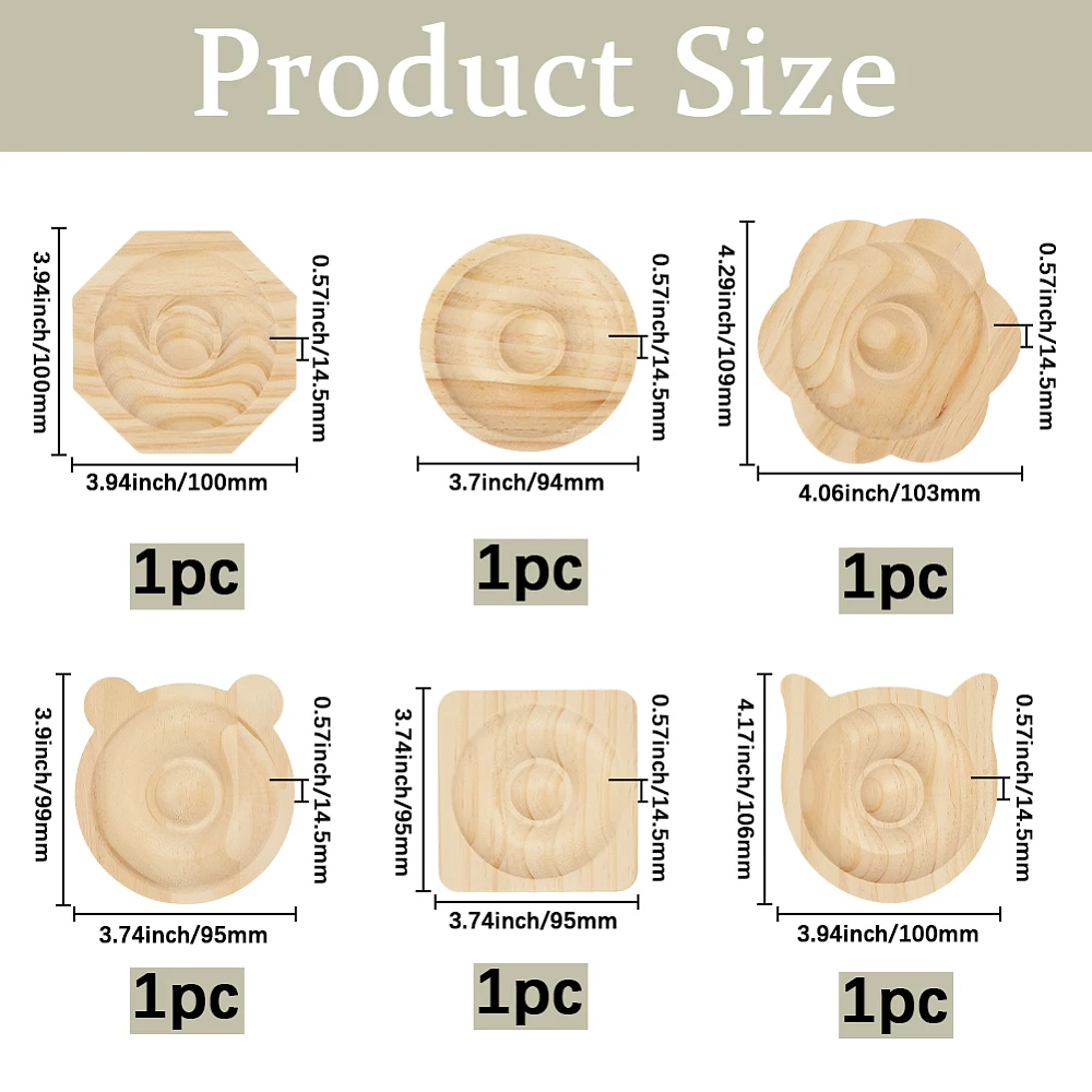 6Pcs 6 Styles Bracelet Making Bead Tray Square Round Flower Octagon Bear Cat Shape Wooden Bracelet Bead Design Board Jewelry