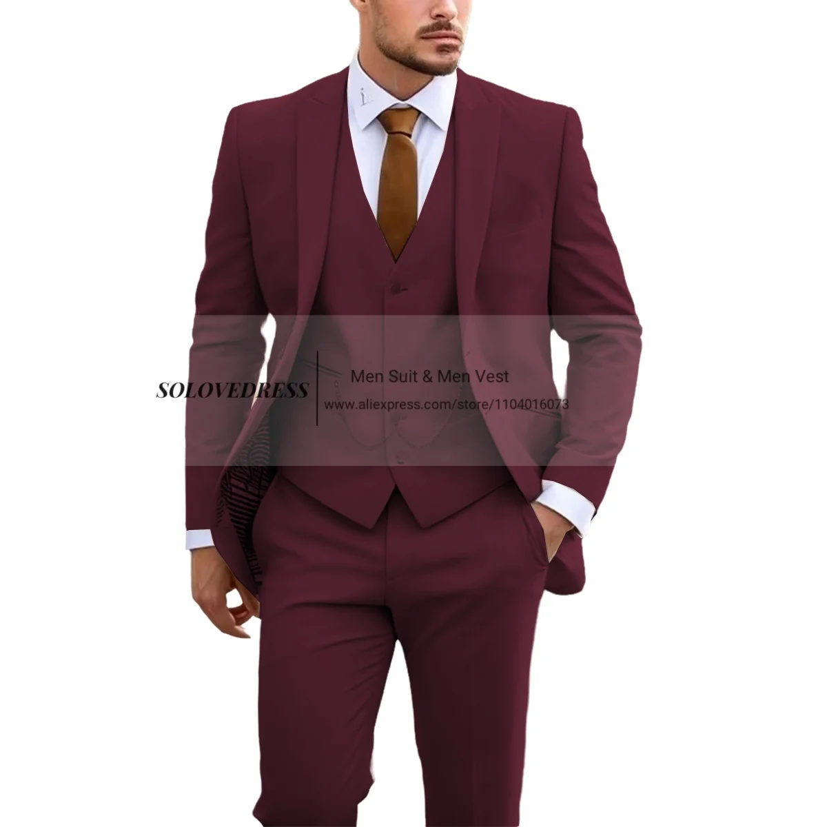New Formal Occasion Men Suit Business Tuxedos Groom Groomsman Wedding Party Prom Male 3 Piece Set Blazer Vest Pants