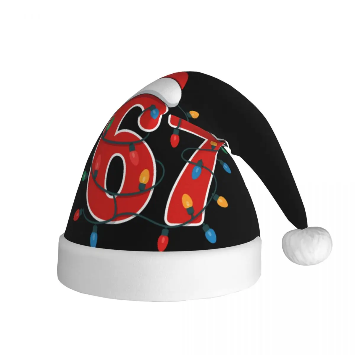 Christmas Number 67 Xmas Santa Cute Cartoon Christmas Hats for Adult Men Women Six Seven Santa Hat Cap Xmas Decoration Headdress