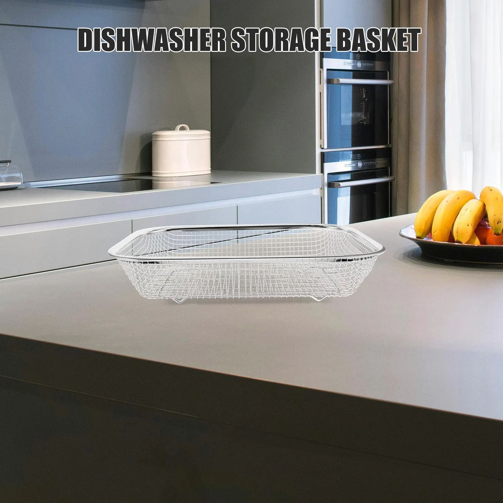 Stainless Steel Metal Dishwasher Basket Kitchen Storage Holder Baking Mesh Basket with Drainage Mesh for Tableware Small Item